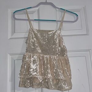 American Eagle Cream Velvet Tank Top